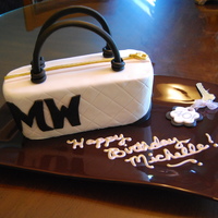 Handbag Cake Obviously inspired by Planet Cake, made for my girlfriend, initials on bag and gumpaste keychain with "40" on it.