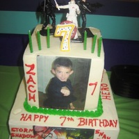 Zach's G I Joe Birthday Bottom cake is choc fudge with Swiss Meringue filling and butter cream icing, top tier is yellow cake with butter cream icing and filling....