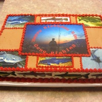 Gone Fishing Choc Cake , choc icing, edible images