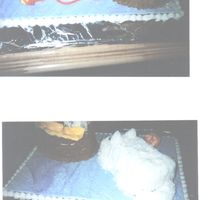 Momma And 2 Kittens In Basket CAT AND KITTENS ARE YELLOW CAKE WITH B.C., BALL AND BLANKET ARE ROLLED FONDANT.