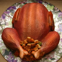 Turkey Cake Mocha chiffon cake with buttercream frosting and airbrushed. Wings and bones are made of fondant. This creation was inspired by Ms. Janet...