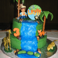 Go Diego Go Cake I made this cake for my daughter's 3rd birthday. Trees are fondant/gumpaste and pretzel rods. Plaque in the back is gumpaste with...