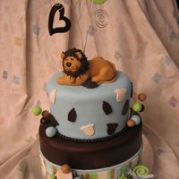 King Of The Jungle Baby Shower Cake I copied the baby shower invitation. All decorations were made from fondant.Thanx for looking