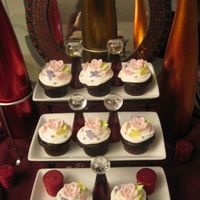 Cupcakes chocolate cupcaces with rasberry filling and buttercream. Embelishments out of fondant. I dressed them up a bit for the picture.