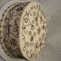 Birthday Celebration! I used the wilton pattern press to mark simple designs around the cake then embellished them with more dots and designs. I was happy with...