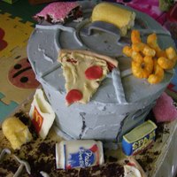 Garbage Can Cake I made this for a summer party. It is butter cream with modeling chocolate decorations
