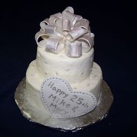 25Th Wedding Anniversary Made this for my favorite teller at my bank. She asked me to do a small 6" round cake, but I decided to make it a little bigger. It&#...