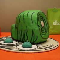 Green Eggs And Ham this is my sons 2nd birthday cake. It was my first scratch cake, first time making and using fondant, first time making and using...