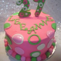 Pink And Green Birthday bc w/ fondant accents