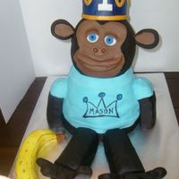1St B.day Monkey Carved chocolate and oreo filling cake. All edible except gumpaste crown. TFL!