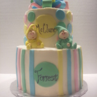 Gender Neutral Cake 2 sisters were both expecting and each had a cake and inside the color of the batter revealed the sex of the baby! bc w/ fondant accents