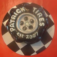 Monster Truck Tire Smash Cake Chocolate Fudge cake w/ chocolate bc covered in fondant. TYFL!