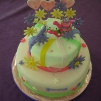 Hello Kitty 2 tier fondant convered cakes with gum paste decorations