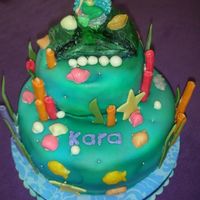 Ariel, Little Mermaid 2 tier fondant cake with with gum paste decorations