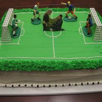 Groom Cake Soccer Theme i made this for a friend.. the picture is of the groom proposing to his girl on the soccer field right after she finished singing the...