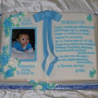 Christening Cake Bible shaped cake decorated in buttercream and fondant icing.