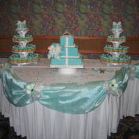 Tiffany Cake And Cupcakes This cake was hard but very fun to do, all cakes are iced in whipped icing then covered in rolled fondant.