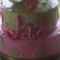 Baby Shower Cake 2 This is another picture of the cake with the baby's name made out of fondant. Lighting wasn't too good, hopefully you can see it...