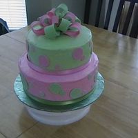 Baby Shower Cake This was my first cake for anyone outside my family. I was so nervous. I feel it came out nice for my first 2 level cake. tfl
