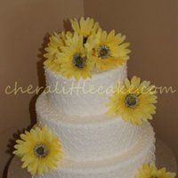 Yellow Flowered Quilted Wedding Cake 