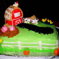Old Mcdonald This a cake I made for a friend. It was for her son's 1st birthday. It is all edible. The barn was made from rice crispy treats. The...