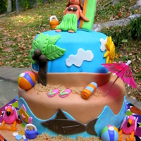 Island Princess Hula Girl This was my daughter's 5th birthday cake. She wanted an island princess party. She loves flamingos and doing the hula. It is all...