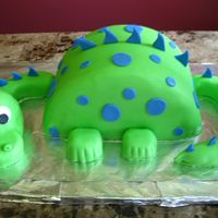 The Jolly Green Dragon I made this cake for a little boys 4th Birthday. It was so much fun to do. The head, neck and tail is Rice Crispie treats. The body is cake...