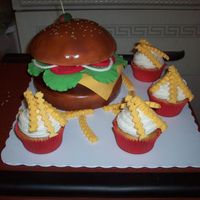 Hamburger Cake And Cupcake French Fries This is my first cake like this and i made this for my father in fathers day he love it.......