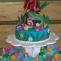 Little Mermaid Birthday Cake My daughters birthday cake all the decorations are made with fondant. I loved my final result.