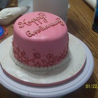 Scroll Work Cake MM fondant with butter cream scroll work. French vanilla cake with vanilla buttercream fill.