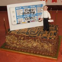 Victor's Bday Cake Chocolate cake with caramel filling and walnut edge (like eating toffee!)All fondant/gum paste pieces to replicate Victor and his all...