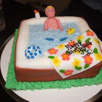 Happy Birthday In The Hot Tub Jc. Lemon Cake covered with fondant, all fondant pieces, and frosting. Made for co worker's BDay who got a new jacuzzi. TFL