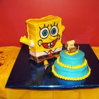 Spongebob Birthday Cake Birthday Cake for my son's 2nd Birthday! The two cakes were "tropical" flavored with a pineapple filling.
