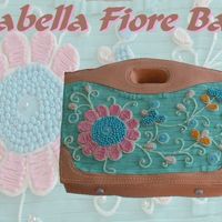 Isabella Fiore Bag Italian Creme Cake, Cream Cheese Frosting with MMF accents. Tourquoise beads MMF and all embroidery colored cream cheese frosting. 11X15...