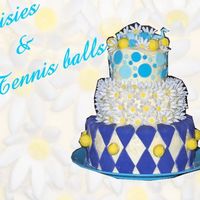 Daisies & Tennis Balls Carrot Cake with Light Cream Cheese Icing. Customer wanted whimsey with Daisies & Tennis Balls. So this is what she got. She loved it...