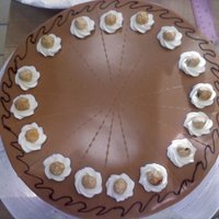 Praline Torte IGNORE THE PIPING. its horrible i know. if ur gonna look...look at the top right. THAT is what the whole cake should look like. XP