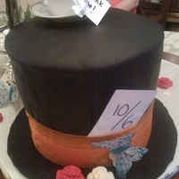 Mad Hatter's Tea Triple chocolate fudge cake covered in black fondant.