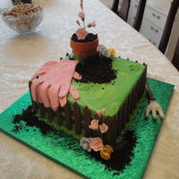 Planting Some Flowers This was a birthday cake for a woman who was a horticulturalist. Everything was edible. The flower pot was fondant covered rice krispie...