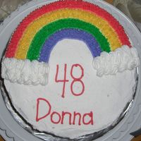 Rainbow Cake Course I Rainbow Cake. This is my first time working with piping gel. I I really enjoyed myself. Yellow cake decorated with buttercream...