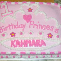 Princess Crown Cake Buttercream white and pink decorations
