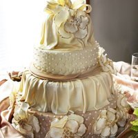 Draped Champagne Wedding Cake 