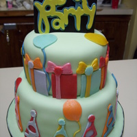 It's A Party First cake using the Cricut Cake ..Made with 8" and a 6", both layers were vanilla..