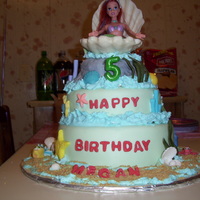 Granddaughter's 5Th B-Day The Little Mermaid.. This is the first time I used the modeling chocolate..Everything is edible except the candle and Ariel...The large...