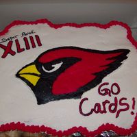 Arizona Cardinals Cupcake cake with BCF and the bird head is a Frozen BCT. Made this for our super bowl party! NEXT TIME WE TAKIN IT! ALL THE WAY!! GO CARDS...