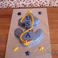 Congrats For Usna Admission. This is a cake made for my son's friend who is leaving for the United States Naval Academy. The anchor is carved with a fondant rope...