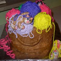 Kitties In A Basket! I would have died for this cake when I was a kid! Everything is buttercream, kitties are done in Fondant!