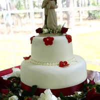 Two Tiered Cake This was a two tierd WASC cake covered in MMF with a satin ribbon and MMF accents.