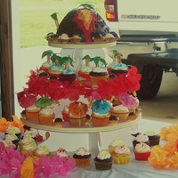 Tropical Birthday Customer said do whatever you want in a tropical theme so I contacted another CCer on here re the volcano, made pretzel based palm trees...