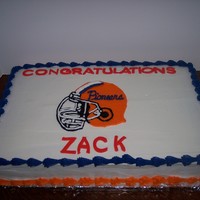 Zack's Going To Uw-Platteville One of my nephew's graduation cakes! He will be playing football for UW-Platteville (WI) this year! Cake is a full sheet - all white...