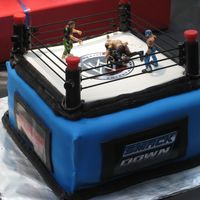 Wrestling Cake I made this one for a friends sons 8th birthday. Fondant covered chocolate cake..... i love fondant..................!